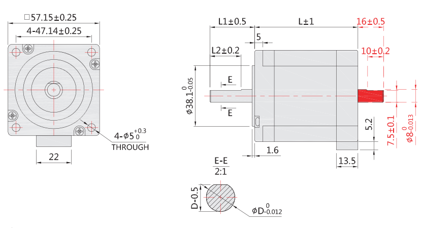 56mm步進(jìn)電機外形尺寸圖 56mm步進(jìn)電機外形尺寸圖