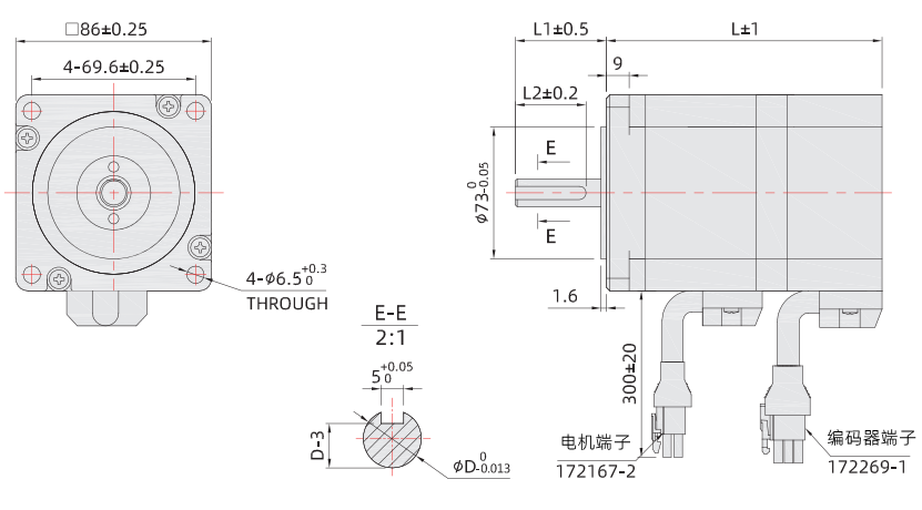 86mm閉環伺服電機尺寸圖 86mm閉環伺服電機尺寸圖